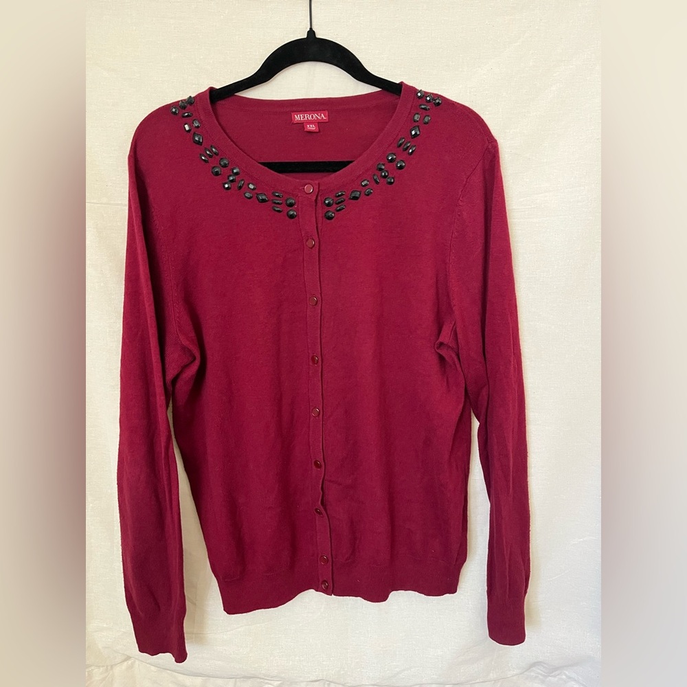 Merona Beaded Cardigan - ruby color - size XXL